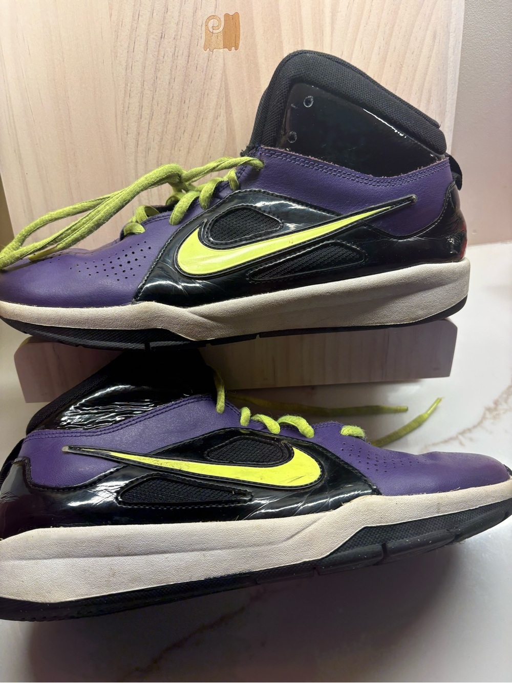 Nike Kids Purple and Yellow High-Top Sneakers